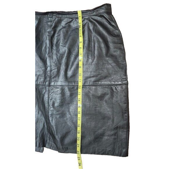 Vintage Leathers Skirt Black Women’s Size 20 Genuine 90s MIDI - Picture 6 of 7